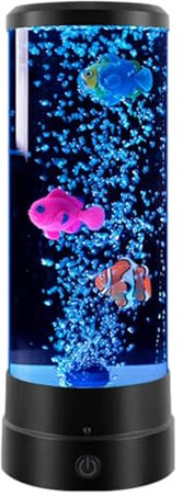 MagiDeal LED Blase Fisch Lampe Nachtlicht Atmosphäre USB Nachttischlampe Fisch Aquarium Lampe für Kinder für Tisch Schlafzimmer Desktop Dekoration