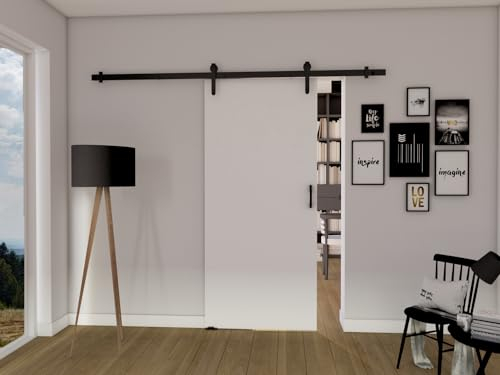 MINIO go for it - Schiebetür Komplettset LIFT A, 86 cm Breit, Schiebetüren, Wandmontage, Schiebetürsystem, Zimmertüren - Weiss Matt