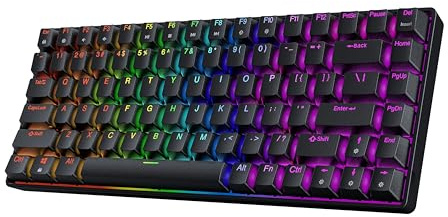 HK GAMING GK75 75% v3 | Hotswap Mechanical Gaming Keyboard | 84 Keys Multi Color RGB LED Backlit for PC/Mac Gamer | US Layout (Black, Mechanical Black)