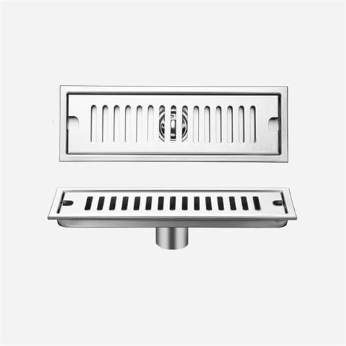 Rechteckiges Duschbodenablauf Komplettset für Badezimmer Edelstahl Befliesbar Duschrinne extra flach Seitlicher Bodenablauf für Badezimmer (Size : 30cm)