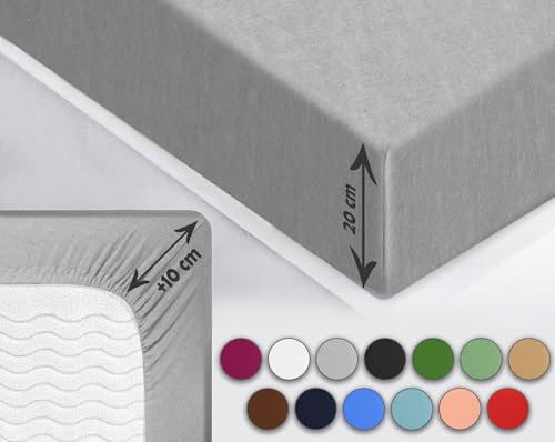 Sesto Senso Spannbettlaken 160x200cm Grau für Topper Jersey Baumwolle