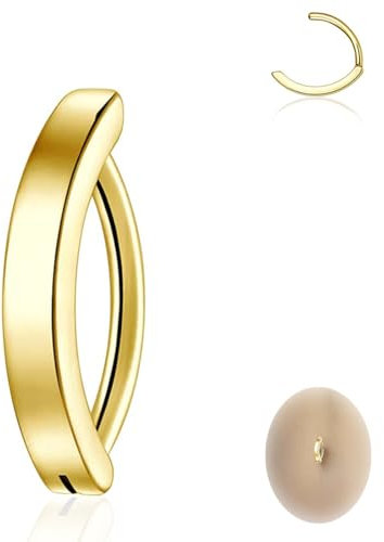 HENYQANN Bauchnabelpiercing Gold Bauchnabelring 8mm Bauchnabel Piercing Schmuck Chirurgenstahl Bauchnabelpiercing Reverse Curved Nabel Piercing 14G