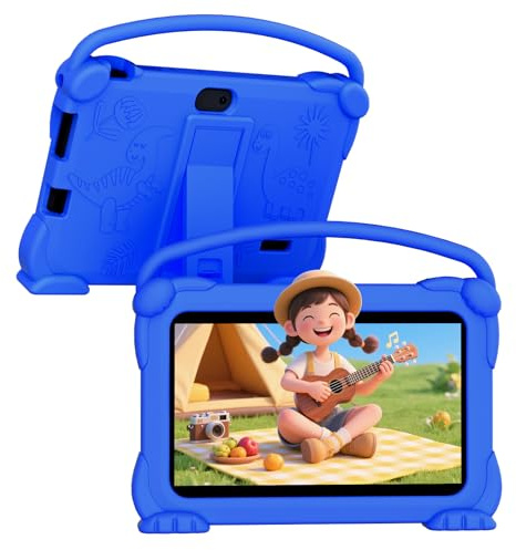 7-Zoll-Kinder-Tablet, Android 12-Tablet für Kinder, 4 GB RAM + 32 GB ROM + 1 TB Erweiterung, Kleinkind-Tablet mit stoßfester Hülle, Elternvertrag, 1024 x 600 IPS-Bildschirm, 3000 mAh Akku, Lernspiele