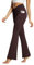 baleaf Damen Yogahose 29 Bootcut Leggings mit V-Crossover Taille Stretchy Gym Hose mit Taschen Braun 29 3XL