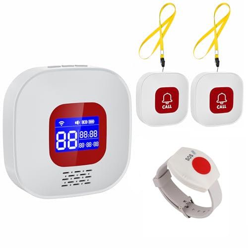 eMylo Boton Emergencia Ancianos, WiFi Alarma Personal, 1 Receptor 1 Pulsera 2 Botones de Pánico SOS, Compatible con Tuya Smart/Smart Life App (Sólo Soporta Wi-Fi 2.4GHz)