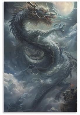 DHBANEIOK Drache Leinwand Bilder,Wand Druck Gemälde Drucke Wandbilder,Modern Wall Art Poster Wohnzimmer Deko 16x24inch(40x60cm)