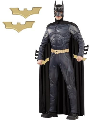 Funidelia | Costume di Batman per uomo The Dark Knight (Il cavaliere oscuro), Supereroi, DC Comics, L'uomo pipistrello - Costume per Adulto e accessori per Feste, Carnevale e Halloween