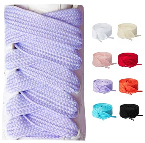 Olukssck 2 Paires de Lacets Chaussures Plats, Lacets Remplacement de 20 mm de Large Pour Baskets, Chaussures de Sport, Violet Clair, 80cm