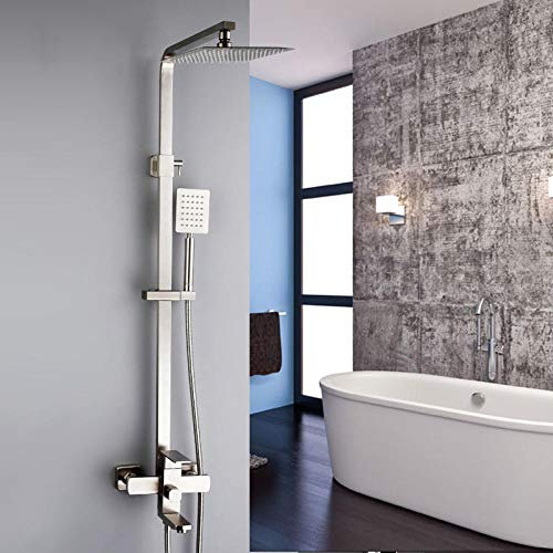 DXEMRQPB Luxus Wand Montiert Edelstahl Regen Dusche Armaturen Set System Kalt Warm Wasser Platz Hand Dusche Kopf