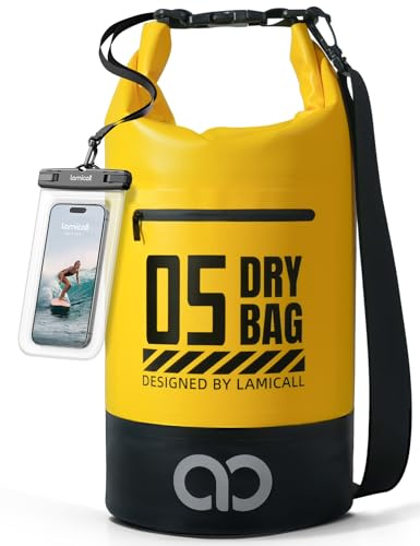 Lamicall Dry Bag, wasserdichte Tasche Beutel, Wasserfester Rucksack Drybag | [Robust & Kratzfest] 5L/10L/20L/30L/40L Waterproof Bag für Wassersport/Strand/Bootsport, Freie 100% wasserfeste Handyhülle