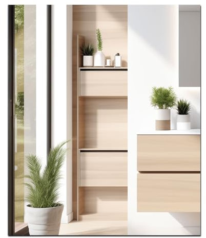 DARENYI Espejo de Pared, Nivel Adhesivo Autoadhesivo, baldosas Vidrio, Espejo de Autoadhesivo, decoración de Pared Espejo, para el Inodoro huéspedes(35.5 * 30 cm)