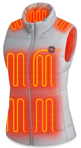 OCQOCQ Heated Gilet Women with Power Bank, Heated Vest for Women with 15 Heating Zones, Lightweight Electric Heating Jacket for Camping Fishing Walking