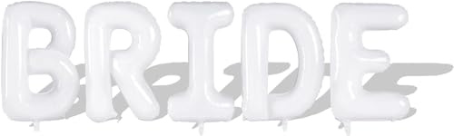 JUSTOTRY 40 Zoll Jga Luftballons mit Bride Buchstaben für Junggesellenabschied Frauen und Hochzeit,Weiß Jumbo Bride to Be Ballons für Jga Accessoires Frauen und Bachelorette Party Deko