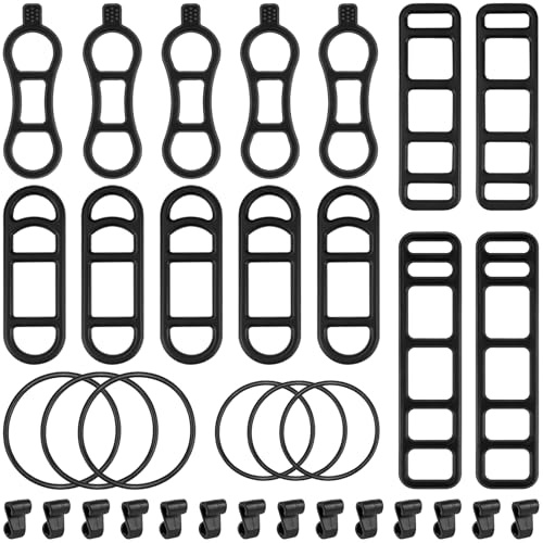 CONJURAIDE 34 Stück Fahrradlicht Gummiband, Fahrradlicht Halterung Gummi Bänder mit S Kleiner Haken Taschenlampe Befestigungsband Fahrrad Rücklicht Halterung Silikonband für Rücklicht Fahrrad LED
