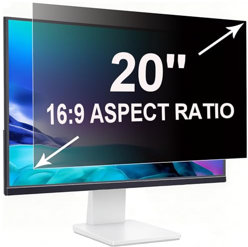 ruord Sichtschutzfolie für 20 Zoll 16:9 (44.2x24.9cm) Monitor - Blaulichtfilter & Blendschutz, Abnehmbar Blickschutzfolie | PC Blickschutzfilter für Büro