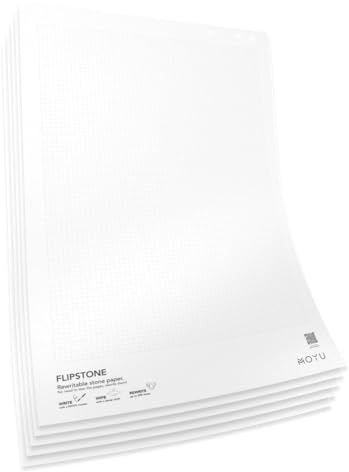 MOYU Erasable Flipchart Sheets - 65 × 100 cm Stone Paper - Double-Sided - Blank and Grid Layout