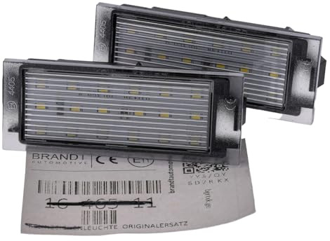BRANDT Kennzeichenleuchten LED kompatibel mit Renault Clio III IV Espace IV Grand Kangoo II X61 Kadjar I HA Kangoo (Be Bop) Laguna/Megane III II CC Trafic III Twingo II Twizy I Vel Satis I Wind I