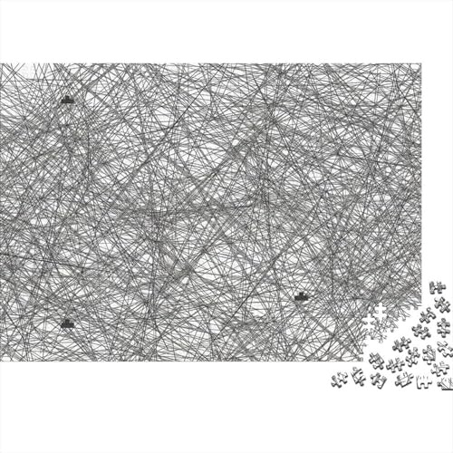 Puzzle 1000 Piezas Arte Líneas Abstractas – Arte Abstracto Texturizado en Escala de Grises, Juego Familiar Estimulante, Papel Reciclado, 70x50cm