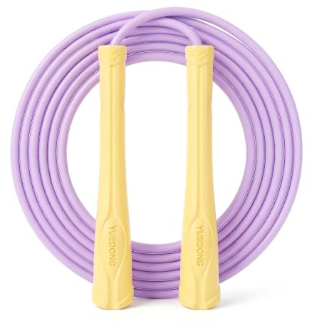 YUEDONG Women’s Silent Weighted Jump Rope Apartment-Friendly Tangle-Free 5mm PVC Skipping Rope with Ergonomic Grip Adjustable for Home Gym Cardio Workout Body Sculpting & Fat Loss (1, YELLOW, 5mm)