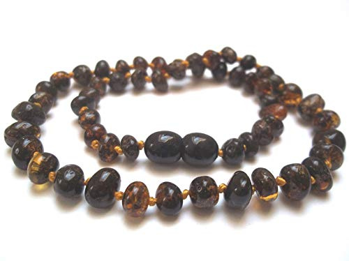 Amberta Collier Ambre 33cm. - 100% Plus Haute Qualite Certifie l'Ambre la Baltique Authentique Collier Perles
