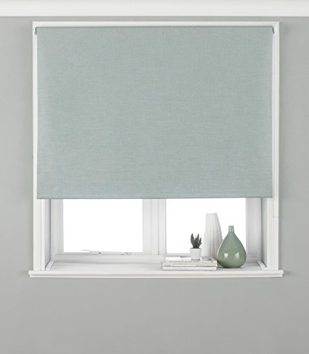 Eclipse Blackout Roller Blind - Duck Egg Blue - Ready Made (Fittings Included) - Temperature Control - Adjustable - 100% Polyester - 153cm width x 162cm drop (60 x 64 inches) - Made by Riva