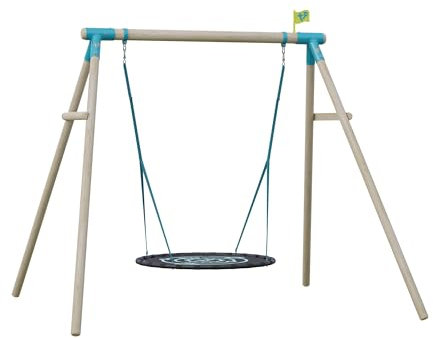TP Toys Knightswood Single Wooden Swing Set With Nest Swing - Includes 1 Giant Nest Swing, Ground Stakes, FSC Certified Treated Wood, European Toy Safety, Strong And Sturdy Construction, 3 Years+