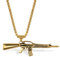 JewelryWe Schmuck Herren Halskette, Edelstahl Armee Gewehr Pistole Waffe AK47 Anhänger mit 56cm Kette, Gold