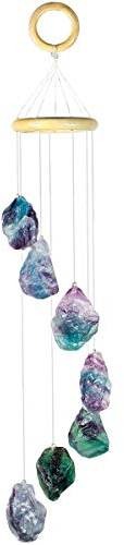 KYEYGWO Bunter Achat Scheiben Geode Windspiel Sun Catcher KristallsteinGlockenspiel Artwork für Hausgarten Dekoration 35-50 cm
