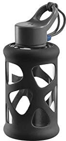 Leonardo Trinkflasche In Giro 350 ml, To Go, Borosilikatglas, Schutzhülle, spülmaschinenfest, stoßfest anthrazit,029229
