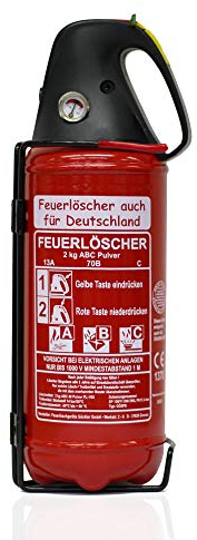 Brandengel 2kg Autofeuerlöscher mit Gitternetzschutzhaube Pulverlöscher Feuerlöscher LKW PKW KFZ DIN EN 3 Manometer Halterung ABC 4LE (Mit Prüfnachweis u. Jahresmarke)