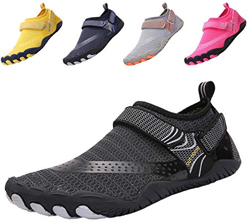 funmoon Barefoot Water Shoes - Quick Dry Aqua Shoes for Men, Women & Kids - Beach, Diving, Surfing, Boating, Snorkeling - Black