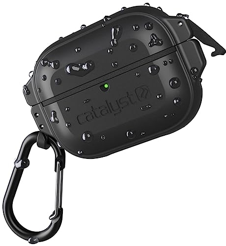 Catalyst 330ft Waterproof Total Protection Case for AirPods Pro(1st & 2nd Gen) Secure Locking System, Full-Body Protective Rugged case 20 feet Shockproof, with Premium Carabiner, USB-C - Stealth Black