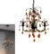 Kristall-Decken-Hänge-Pendel-Leuchte-Lampe Kronleuchter Metall schwarz, Kristall braun D: 50cm, H:52cm Fassung E14 (Venezia 4-flammig)