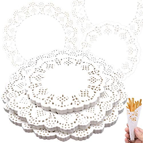 Cisolen 300 pièces Napperons en Papier Dentelle Nappe Ronde en Papier Décoration de Table d'anniversaire d'mariages élégant (3 Taille)