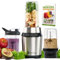 Nutrilovers NUTRI-BLENDER Mixer Smoothie-Maker to go 1000 Watt Standmixer klein Mini-Mixer für Smoothies & Shakes mit Auto-IQ, BPA-frei, Inkl. Rezeptbuch, 2x Becher, 2x Deckel, Smoothie Rezeptbuch