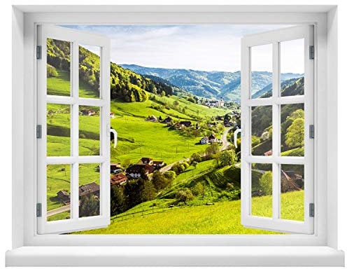 Wandtattoo - Fenster mit Aussicht auf Schwarzwald 120 x 94 cm – Wandsticker