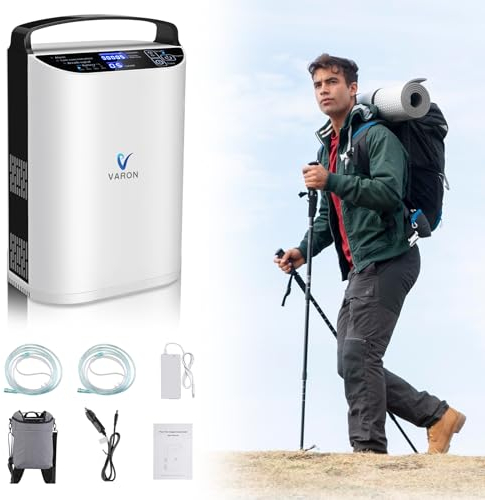 KKTECT Concentrador Oxigeno Portatil con Bateria, 93%±3 Generador de Pulso de Oxígeno Uso Continuo Durante 2-3.5 horas Aparato de Oxigeno Portatil Fácil de Transportar para Viajes y uso Doméstico