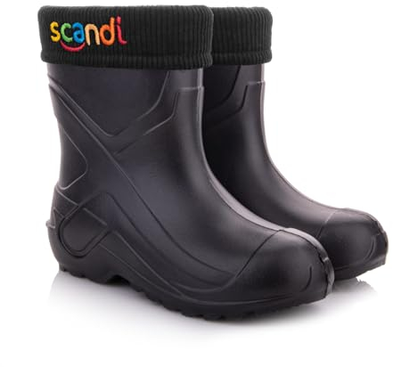 Lemigo Stivali Invernali Isolati in EVA per Bambini Unisex Nero Blu Rosa 24-37 EU (Nero Ricamo Colorato, numeric_25)