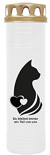 HS Candle Grabkerze Grablicht - mit Motiv (Katze) - ca 100h / 4 Tage Brenndauer je Kerze (25cm, Ø 7cm) - viele versch. Deisgns