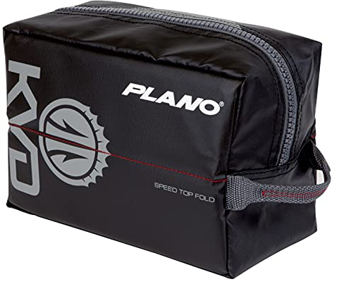 Plano KVD Wormfile Signature Series Speedbag, Small, Black TPE Coated Fabric with Red Interior, Water-Resistant Soft Fishing Storage for Baits & Worms