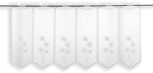 Clever-Kauf-24 Scheibengardine Jacquard Blume weiß Bistrogardine in 6 versch. Höhen (Höhe 45cm)