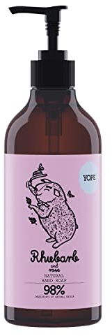 YOPE Flüssigseife/Rhabarber & Rose / 98% aus natürlichen Zutaten/pH neutral/Glycerin, Allantoin und Provitamin B5 / sanften Reinigung der Hände / 500 ml