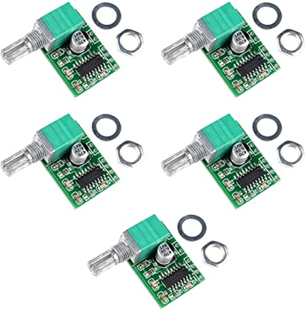 JZK 5pcs PAM8403 5V Amplifier Module, 2 * 3W Audio Amplifier Module, 3W + 3W Dual-channel mini Digital amplifier Hi-Fi board module, DIY mini speakers