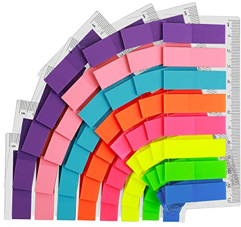 1280Pcs Sticky Index Tabs Flags Set, FANDAMEI Mini Book Tags Sticker for Office School, Translucent Index Flags Pages or Book Markers Revision Tabs, Colored Plastic Index Strips as Reading Notes