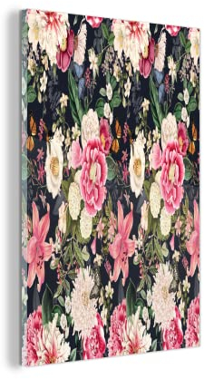 MuchoWow Glasbild Glasfoto Wandbild Bilder Deko 100x150 cm Blumen - Anemone - Lilie - Collage