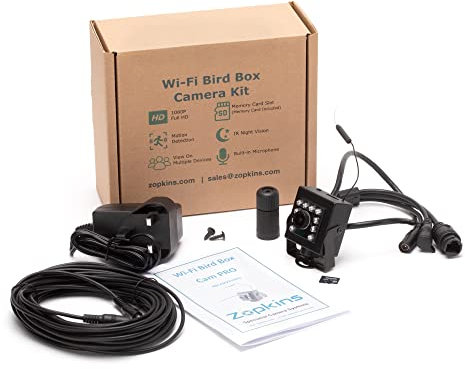 Zopkins Wi-Fi Bird Nest Box Camera PRO | View On Phone & Tablet | Micro SD Card Included | Motion Detection | Night Vision