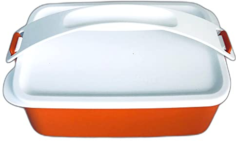 Tupperware Click to Go Stack and Click 1,5 L con asa Lunch Box Set Naranja Blanco
