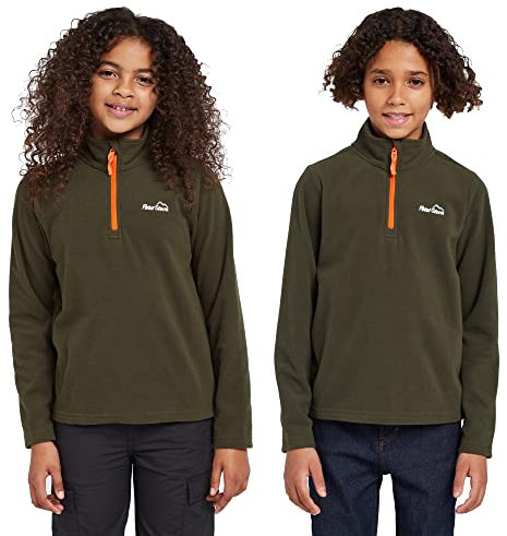 Peter Storm Kids' Bracken Lightweight Half Zip Fleece, Kids Fleece Top, Kids Fleece Midlayer, Outdoors, Camping, Trekking, Hiking and Walking Clothing, Khaki, Age 9-10