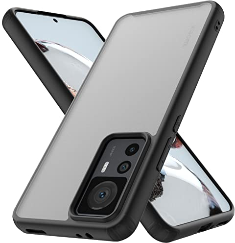 Hülle für Xiaomi 12T/ 12T Pro, Anti-Gelbung, Matt Transparent, Stoßfest Schutzhülle, Rutschfestes Mattierte Hard Back, Extra Dünn, Kratzfestigkeit Handyhülle für Xiaomi 12T/ 12T Pro Matt Schwarz