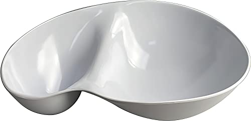 LUSHIG chip and dip bowl Chip and Dip Serving Set Melamine Tray Divided Platters (White)